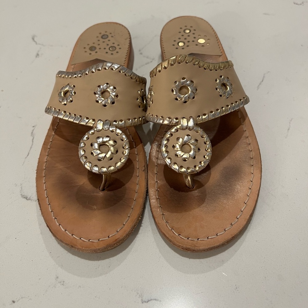 Beige and gold Jack Rogers Navajo sandals size 8